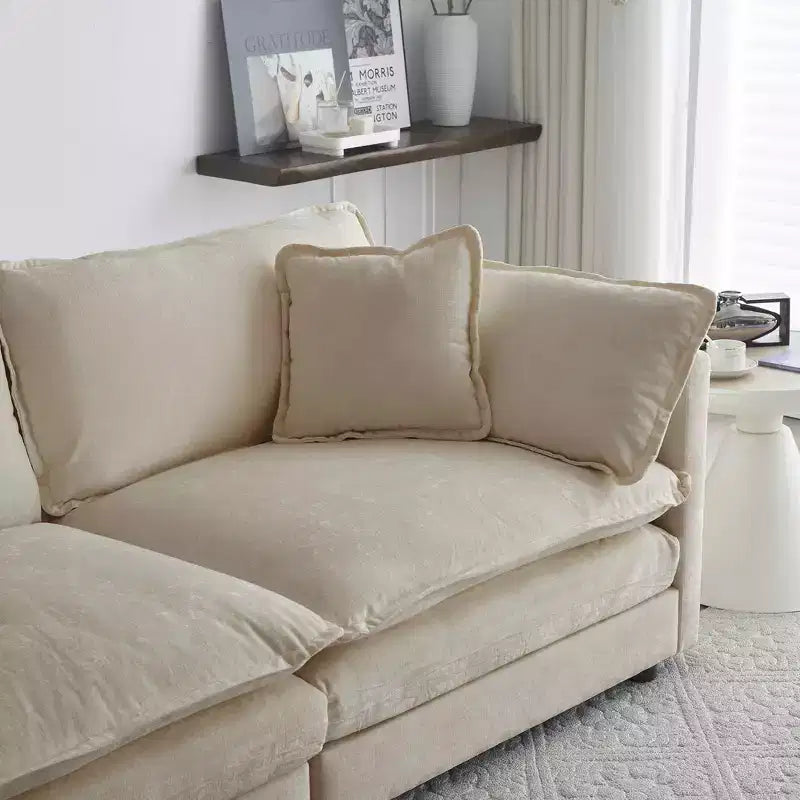 MAYEERTY Divano a U Comfort con Chaise Reversibile Divano Sezionale Grande a U Modulare con Ottomana per Soggiorno Beige
