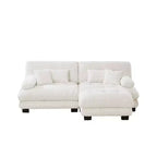 MAYEERTY Divano sezionale Cloud con 2 posti 2 cuscini lombari 2 cuscini decorativi Ampio bracciolo imbottito Pouf convertibile per soggiorno Bianco