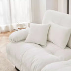 MAYEERTY Divano sezionale Cloud con 2 posti 2 cuscini lombari 2 cuscini decorativi Ampio bracciolo imbottito Pouf convertibile per soggiorno Bianco