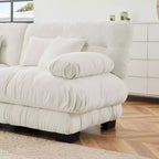 MAYEERTY Divano sezionale Cloud con 2 posti 2 cuscini lombari 2 cuscini decorativi Ampio bracciolo imbottito Pouf convertibile per soggiorno Bianco