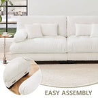MAYEERTY Divano sezionale Cloud con 2 posti 2 cuscini lombari 2 cuscini decorativi Ampio bracciolo imbottito Pouf convertibile per soggiorno Bianco