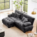 MAYEERTY Divano sezionale Cloud con 2 posti 2 cuscini lombari 2 cuscini decorativi Divano imbottito con braccioli larghi per soggiorno Grigio
