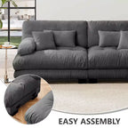 MAYEERTY Divano sezionale Cloud con 2 posti 2 cuscini lombari 2 cuscini decorativi Divano imbottito con braccioli larghi per soggiorno Grigio