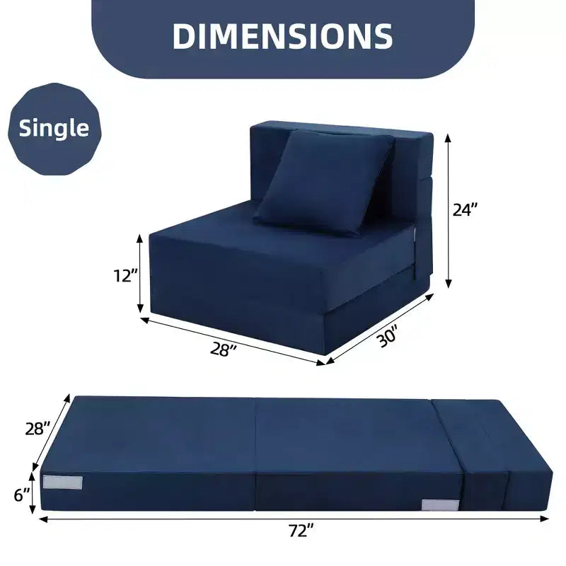 Divano Letto Pieghevole, Divano Letto Pieghevole con Cuscino, Sedia Letto Trasformabile Pieghevole, Materasso per Divano Futon con Schiuma di Memoria e Copertura Lavabile