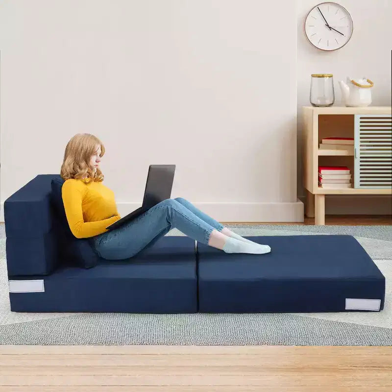 Divano Letto Pieghevole, Divano Letto Pieghevole con Cuscino, Sedia Letto Trasformabile Pieghevole, Materasso per Divano Futon con Schiuma di Memoria e Copertura Lavabile