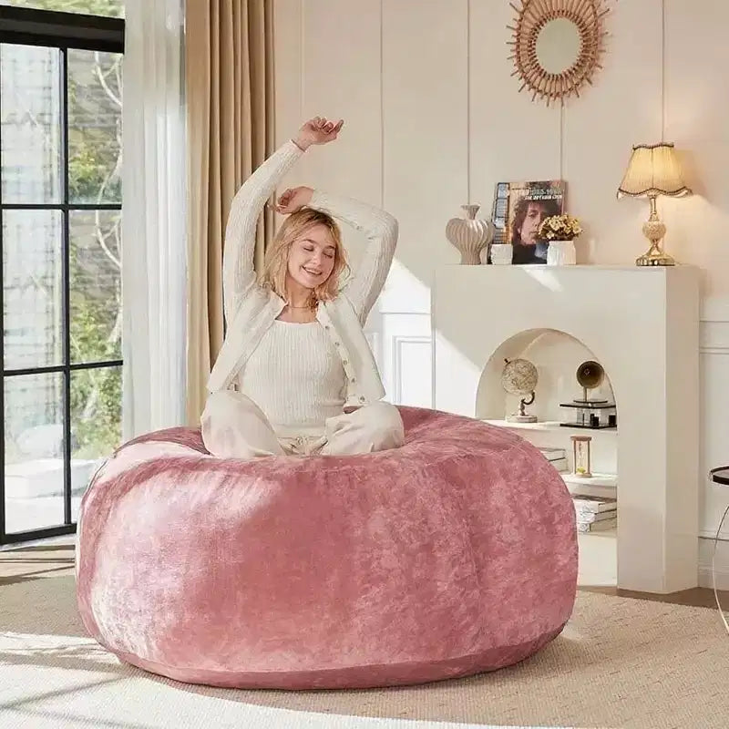 Poltrona a sacco da 120 cm, imbottitura in memory foam, poltrona a sacco per adulti e ragazzi, morbido divano con rivestimento in flanella rimovibile, divano rotondo per soggiorno, camera da letto