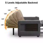 Dyonery 42,5 Poltrona Letto con Divano Estraibile, Sedia Divano Reclinabile Convertibile 3-in-1 con Schienale Regolabile/Porte USB e Tavolino Laterale