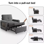 Dyonery 42,5 Poltrona Letto con Divano Estraibile, Sedia Divano Reclinabile Convertibile 3-in-1 con Schienale Regolabile/Porte USB e Tavolino Laterale
