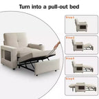 Dyonery 42,5 Poltrona Letto con Divano Estraibile, Sedia Divano Reclinabile Convertibile 3-in-1 con Schienale Regolabile/Porte USB e Tavolino Laterale