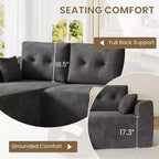 Divano componibile a 105 elementi con chaise longue oversize - Nessun assemblaggio richiesto, divano profondo per soggiorno o camera da letto - Grigio