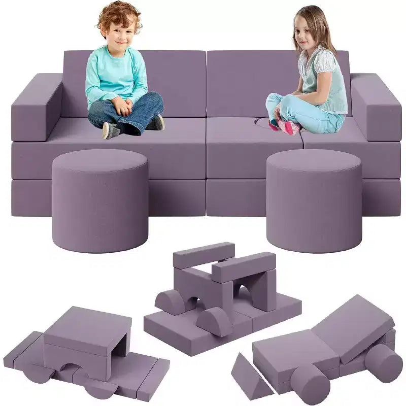 Divano gioco modulare da 13 pezzi - Set divano convertibile per bambini con fodere morbide lavabili - Poltrona da pavimento in schiuma per sala giochi, soggiorno o camera da letto