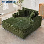 COZONY Chaise longue in velluto a coste oversize da 60", divano da lettura a seduta profonda con portabicchieri e cuscini decorativi per soggiorno o camera da letto
