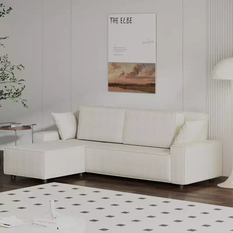 Divano componibile a L con pouf, divano in spugna soffice a forma di nuvola in scatola, nessun assemblaggio richiesto, imbottito moderno per soggiorno