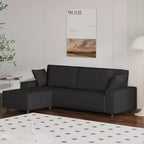 L-Shaped Modular Sectional Sofa with Ottoman, Fuzzy Sponge Cloud Couch in a Box, No Assembly Required, Modern Upholstered for Living Room