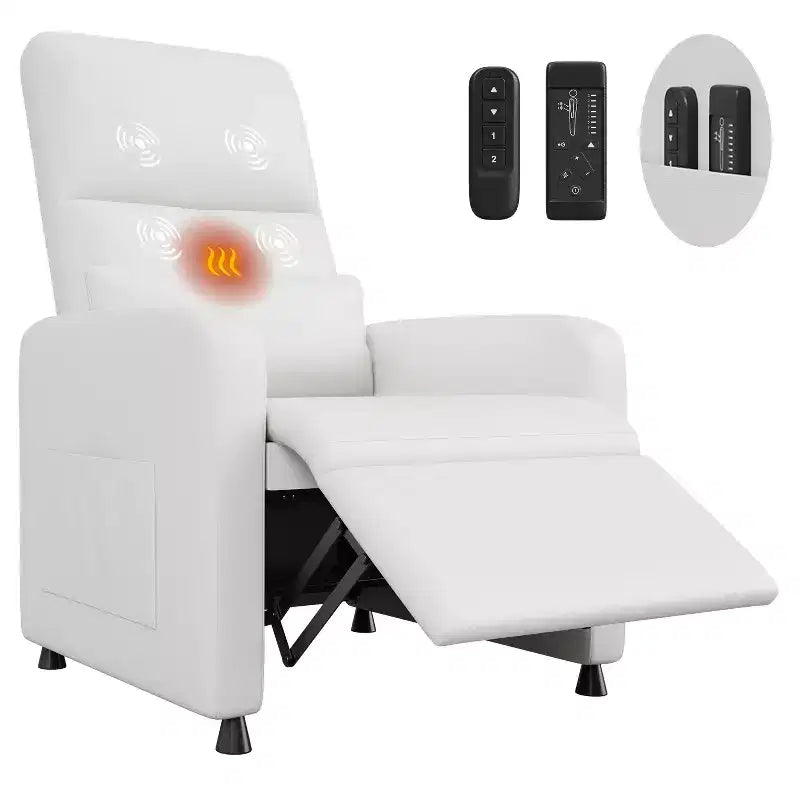 Poltrona reclinabile elettrica in similpelle con funzione calore e massaggio - Divano singolo ergonomico regolabile elettricamente, poltrona per home theater per soggiorno