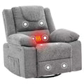 360 Swivel Rock Recliner Chairs Single Sofa,Oversized Recliner Chair for Adults with Vibration Massage and Lumbar Heating Sofa for Living Room