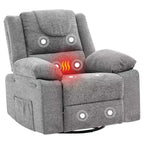 360 Swivel Rock Recliner Chairs Single Sofa,Oversized Recliner Chair for Adults with Vibration Massage and Lumbar Heating Sofa for Living Room