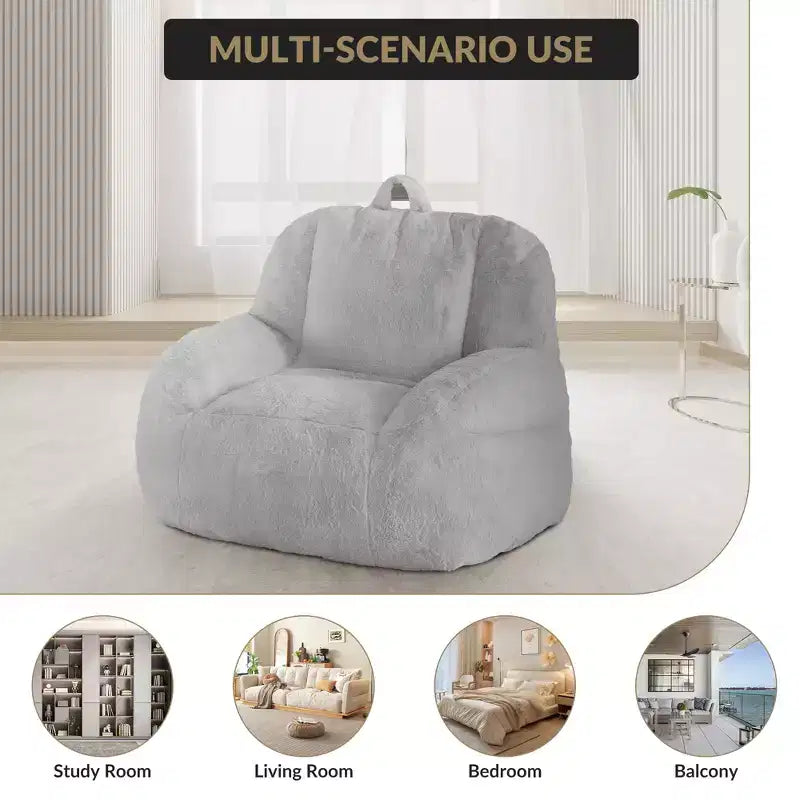 Divano a sacco gigante in ecopelle – poltrona a sacco per adulti con imbottitura e maniglie – perfetto per il soggiorno – altamente confortevole.