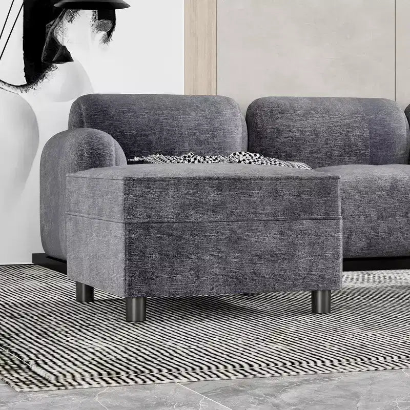 Modulo contenitore in ciniglia da 67 cm per divano componibile, pouf quadrato modulare per divano letto componibile, per divano da soggiorno grigio scuro, grigio