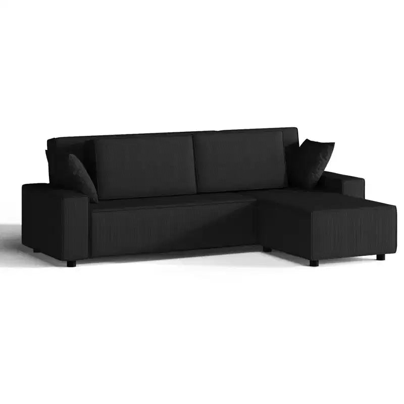 Divano componibile modulare 96, moderno divano a strisce in velluto a coste a forma di L con pouf mobile, divani componibili per soggiorno, camera da letto