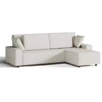 Divano componibile modulare 96, moderno divano a strisce in velluto a coste a forma di L con pouf mobile, divani componibili per soggiorno, camera da letto
