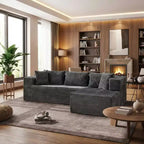 Divano componibile modulare Cloud 106, a L a 3 posti con chaise longue oversize, seduta profonda in memory foam, montaggio senza attrezzi