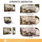 Divano Letto a L Homy Casa 88 con Letto Estraibile, Rivestimento in Ciniglia, 5 Posti, Beige