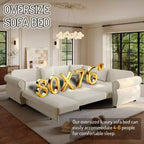 Divano Letto a L Homy Casa 88 con Letto Estraibile, Rivestimento in Ciniglia, 5 Posti, Beige