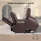 Poltrona reclinabile elettrica con calore e massaggio, divano ergonomico in pelle PU per soggiorno - schienale alto, seduta imbottita, poltrona relax regolabile