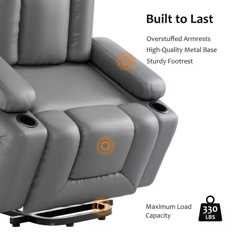 Poltrona reclinabile elettrica con calore e massaggio, divano ergonomico in pelle PU per soggiorno - schienale alto, seduta imbottita, poltrona relax regolabile