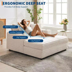 Chaise longue oversize per interni, divano lounge in velluto a coste, portabicchieri e cuscini decorativi, per casa, camera da letto, ufficio
