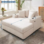 Chaise longue oversize per interni, divano lounge in velluto a coste, portabicchieri e cuscini decorativi, per casa, camera da letto, ufficio