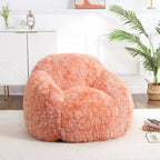 Soft faux fur beanbag with armrests  Lounge chair with foam filling, comfortable for bedroom, living room, reading & gaming  Orange