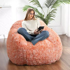 Pouf in morbida ecopelliccia con braccioli  Poltrona lounge imbottita in gommapiuma, comoda per camera da letto, soggiorno, lettura e gaming  Arancione