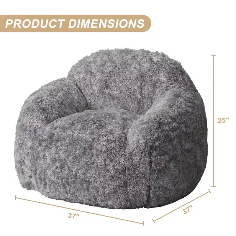 Pouf in morbida ecopelliccia con braccioli. Poltrona lounge con imbottitura in schiuma, comoda per camera da letto, soggiorno, lettura e gioco.