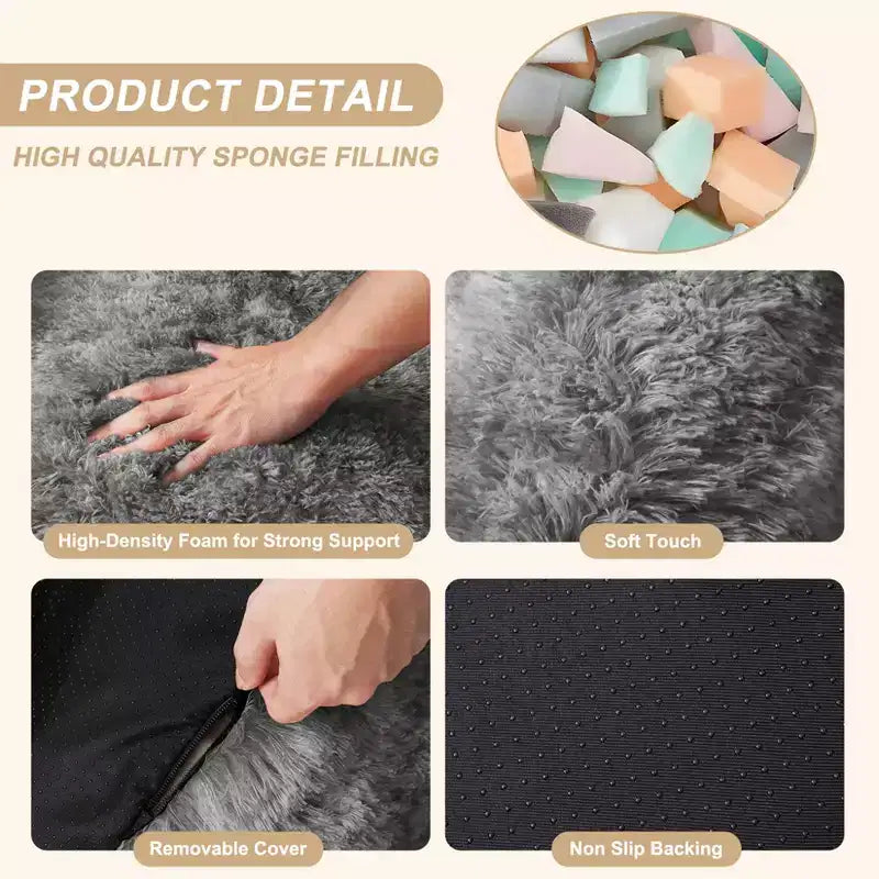 Pouf in morbida ecopelliccia con braccioli. Poltrona lounge con imbottitura in schiuma, comoda per camera da letto, soggiorno, lettura e gioco.