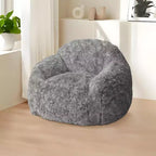 Pouf in morbida ecopelliccia con braccioli. Poltrona lounge con imbottitura in schiuma, comoda per camera da letto, soggiorno, lettura e gioco.