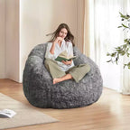 Pouf in morbida ecopelliccia con braccioli. Poltrona lounge con imbottitura in schiuma, comoda per camera da letto, soggiorno, lettura e gioco.