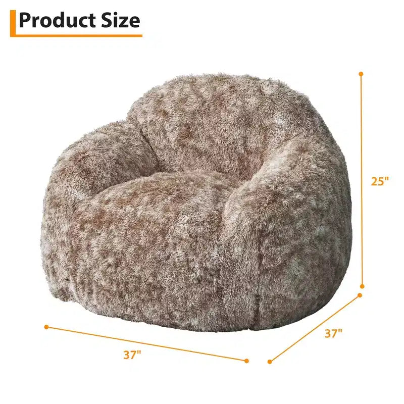 Pouf in morbida ecopelliccia con braccioli. Poltrona lounge con imbottitura in schiuma, comoda per camera da letto, soggiorno, lettura e gioco.