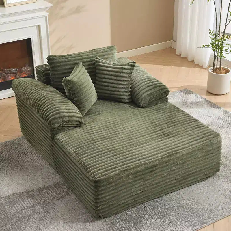 48.8 Poltrona Sdraio Divano Letto Oversize - Divano Senza Struttura Imbottito in Velluto a Coste con Cuscini e Braccioli Ampi per Soggiorno Camera da Letto