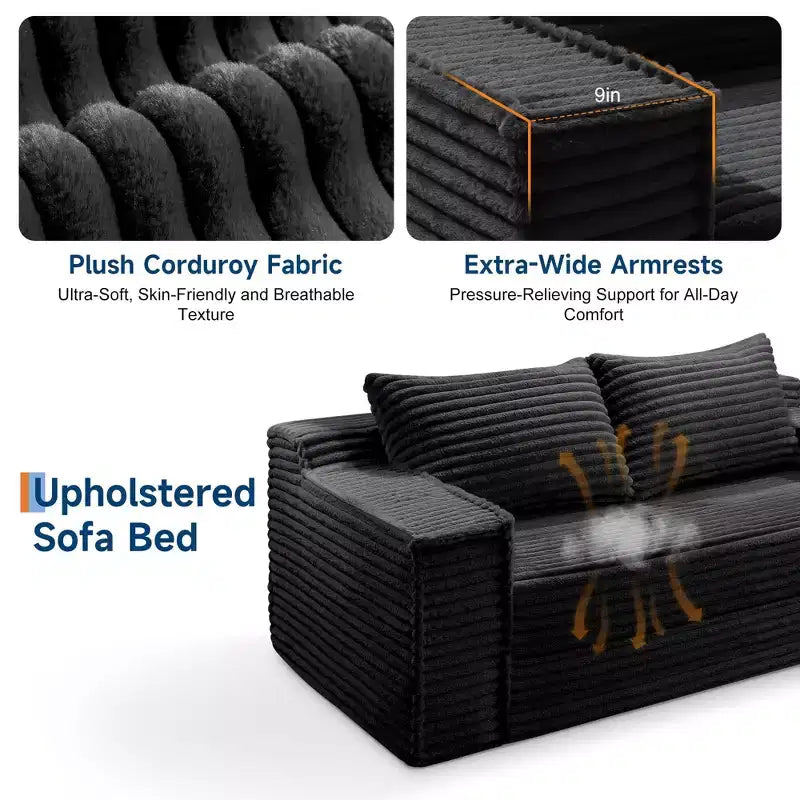 Divano letto convertibile 75, divano letto senza struttura con 2 cuscini, divano estraibile pieghevole, divano letto a due posti, futon per soggiorno, nessun montaggio