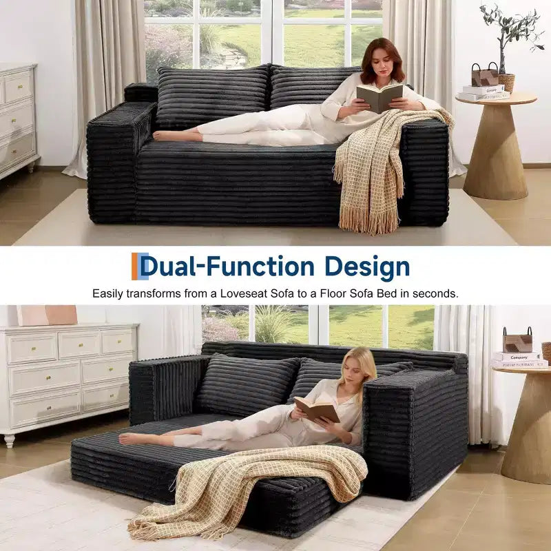 Divano letto convertibile 75, divano letto senza struttura con 2 cuscini, divano estraibile pieghevole, divano letto a due posti, futon per soggiorno, nessun montaggio