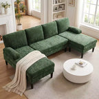 Divano componibile Costway, divano a U con doppia chaise longue, braccioli imbottiti con cuscino per la casa, beige/verde/grigio