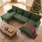 Divano componibile Costway, divano a U con doppia chaise longue, braccioli imbottiti con cuscino per la casa, beige/verde/grigio