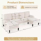 Divano componibile Costway, divano a U con doppia chaise longue, braccioli imbottiti con cuscino per la casa, beige/verde/grigio