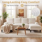 Divano componibile Costway, divano a U con doppia chaise longue, braccioli imbottiti con cuscino per la casa, beige/verde/grigio