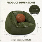 Poltrona sacco ergonomica Hommpa color verde avocado con pelliccia sintetica e memory foam - Regalo perfetto per adulti