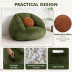 Poltrona sacco ergonomica Hommpa color verde avocado con pelliccia sintetica e memory foam - Regalo perfetto per adulti