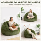 Poltrona sacco ergonomica Hommpa color verde avocado con pelliccia sintetica e memory foam - Regalo perfetto per adulti