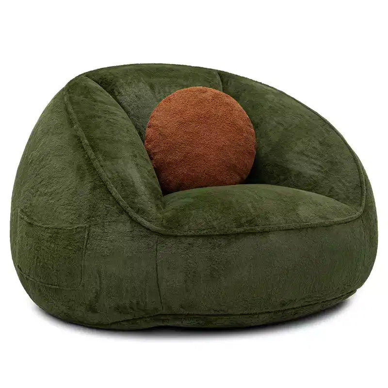 Poltrona sacco ergonomica Hommpa color verde avocado con pelliccia sintetica e memory foam - Regalo perfetto per adulti